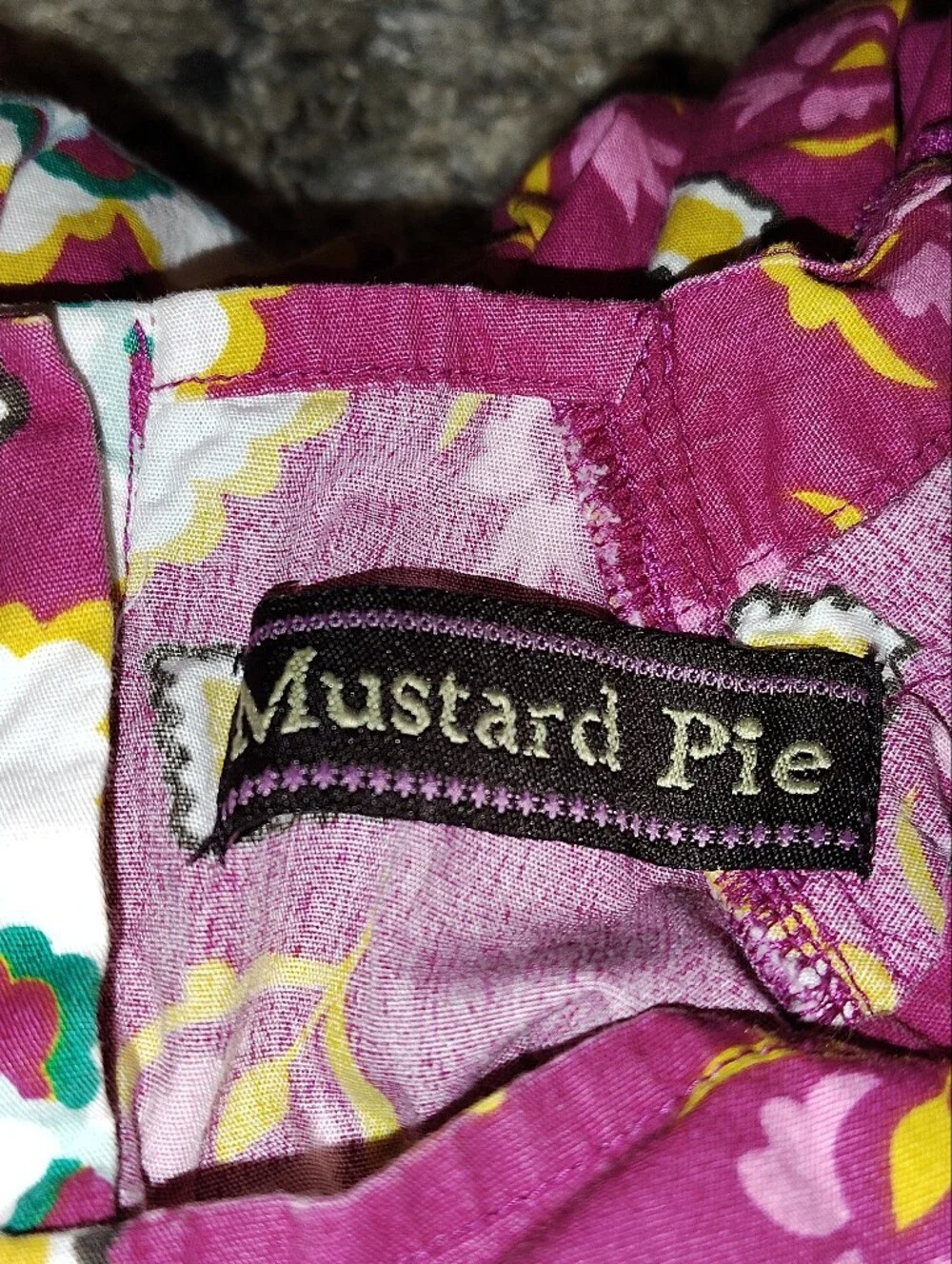 Mustard Pie Hot Pink Medallion Dress with Green Trim